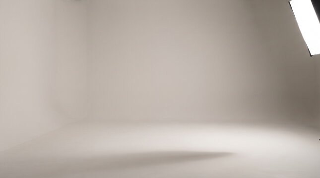 Minimalist white photo studio background, empty professional photography stage, bright cyclorama wall for product mockups