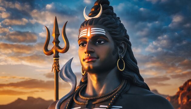 Lord Shivas Serene Gaze - A Divine Portrait of Tranquility.