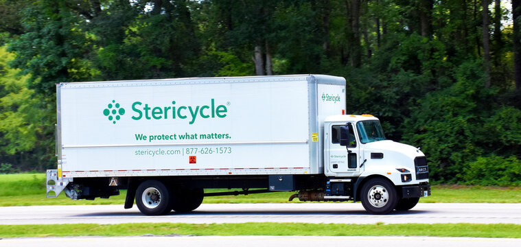 Stericycle Company Truck, Interstate 95, North Carolina, USA