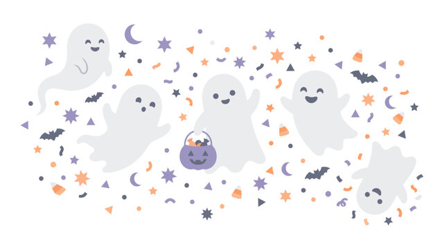 Group of children dressed in cute Halloween costumes standing outdoors in autumn.