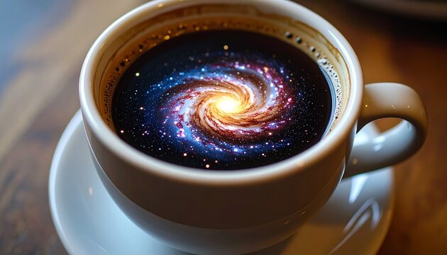 Cosmic Coffee - A Universe in a Cup, Galaxy Swirl.