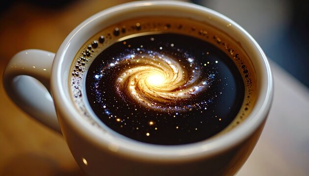 Cosmic Coffee - A Universe in a Cup of Dark Brew.