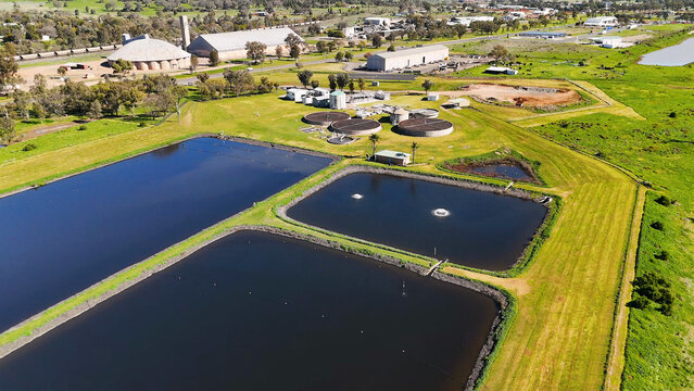 Aerial View of Water Treatment Plant and Sewage Facility in Gunnedah