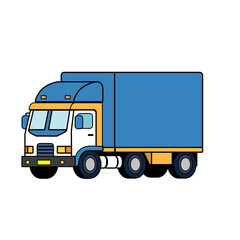 Blue cargo delivery truck illustration in flat design style isolated on white background © Absinvec