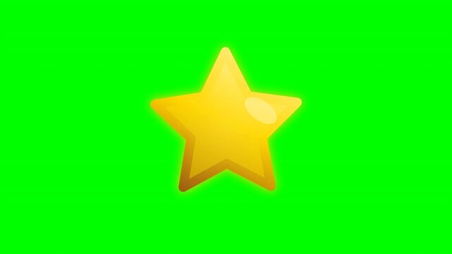 Golden star rotates smoothly on chroma key green screen for gamification marketing