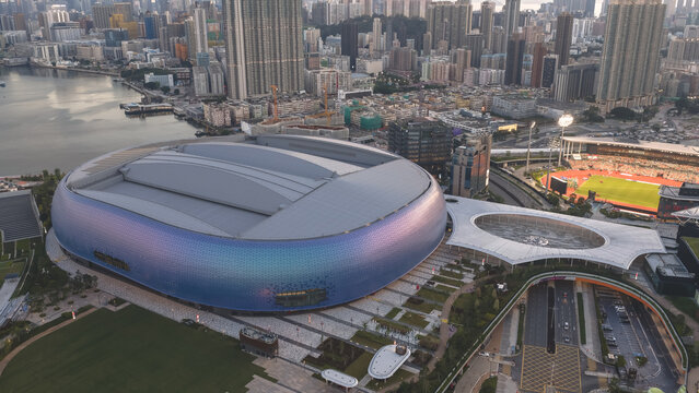May 28 2026 HONG KONG. Kai Tak Sports Park at twilight