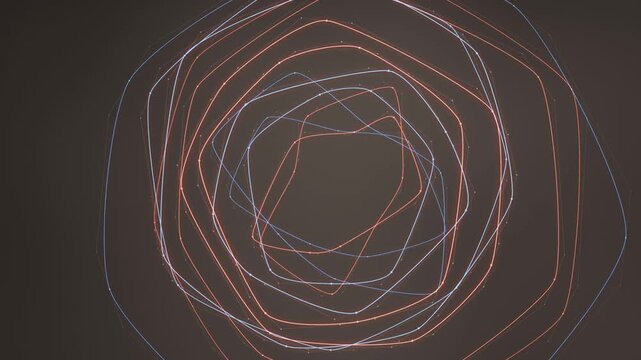 Morphing bezier curve outlines with control points and handles abstract vector motion background seamless loop in cool coral tones