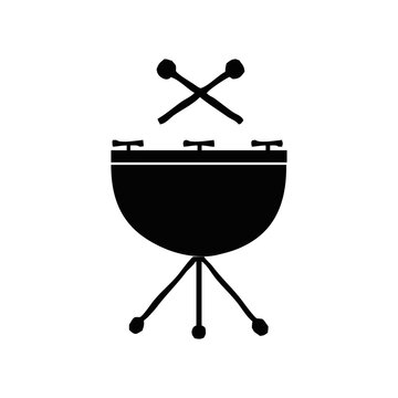 Kettle Drum Percussion Musical Instrument Silhouette Icon Isolated on Transparent Background