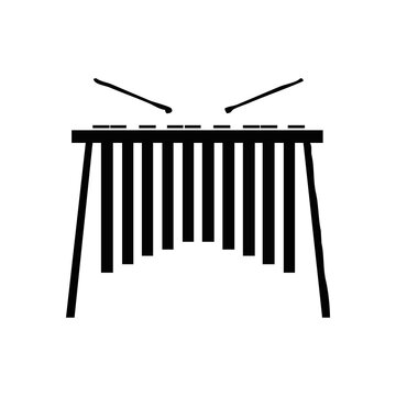 Marimba Percussion Musical Instrument Silhouette Icon Isolated on Transparent Background