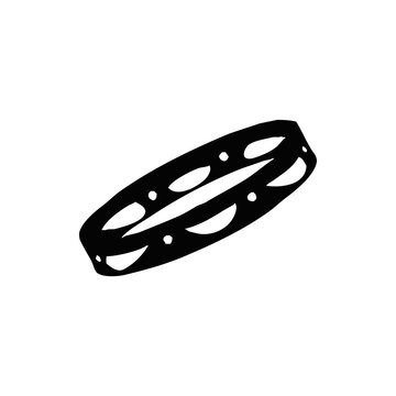 Tambourine Percussion Musical Instrument Silhouette Icon Isolated on Transparent Background
