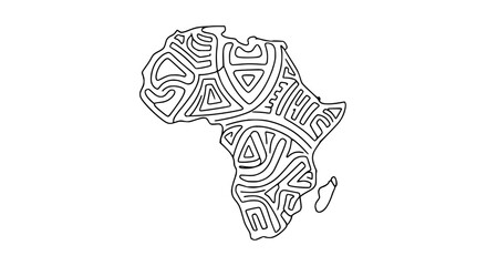 Africa continent outline with tribal pattern, isolated illustration © Gege