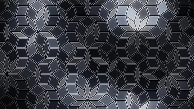 Penrose Aperiodic Rhombus Tiling Geometric Mosaic Background Seamless Loop in vibrant graphite tones