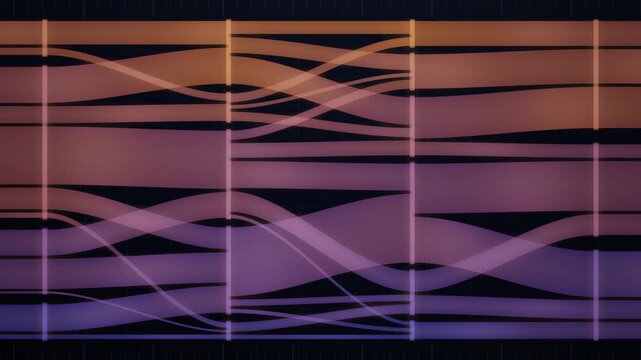 Abstract Sankey Diagram Ribbons Branching Between Layered Nodes Data Flow Visualization Seamless Loop in cool indigo tones