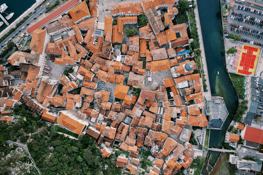 Aerial View of Kotor Old Town Montenegro