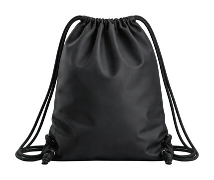 PNG Sleek black drawstring backpack design.
