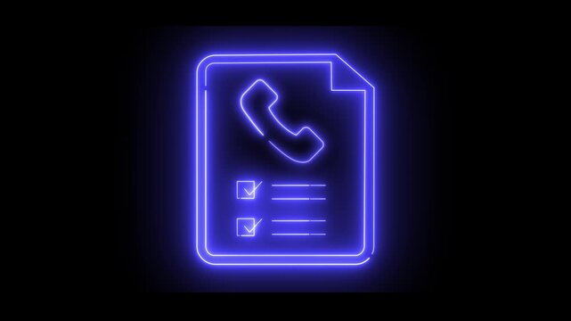 A document icon, featuring a telephone and checklist lines, glows intensely.