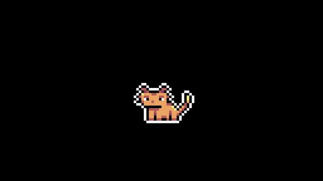 Pixel Art Cute Orange Cat jump Animation Seamless Loop Retro Game Sprite