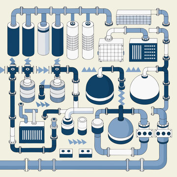 Municipal Water Treatment and Distribution Infrastructure Vector