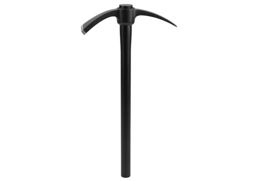 Black metal pickaxe tool for digging and mining isolated on a plain surface isolated on transparent background