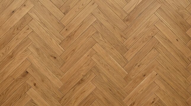 Natural oak wood parquet flooring in herringbone pattern.
