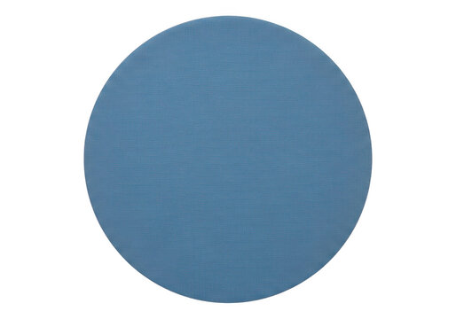 Blue denim fabric circle shape with a rough woven texture isolated on transparent background