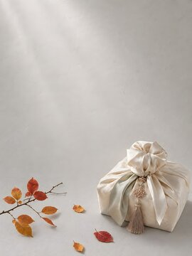 추석 전통 보자기와 한가위 장식 배경 Generating AI