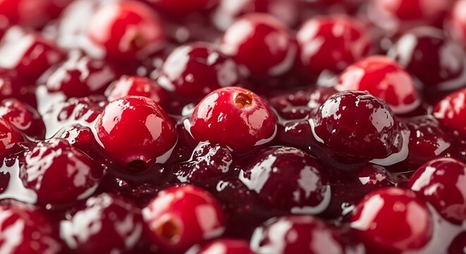 Close up of vibrant red pomegranate seeds scattered against a white background