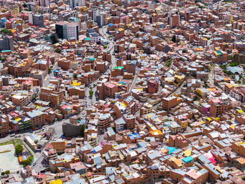 Dense rooftops of La Paz seen from above, Bolivia