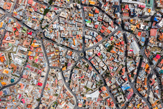 Streets and rooftops of La Paz seen from above, Bolivia
