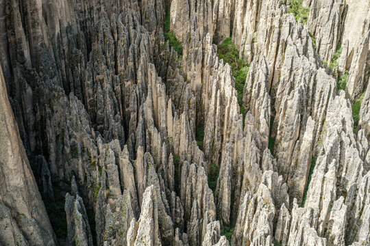 Rock pinnacles of the Valle de las Animas from above near La Paz, Bolivia