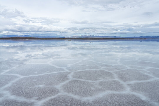 Hexagonal salt patterns of the Salar de Uyuni, Bolivia