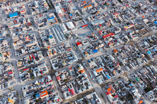 Rooftops of the town of Uyuni seen from above, Bolivia