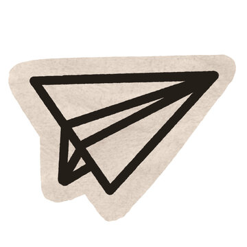 Cute Paper Plane Sticker In Digital Journal. A hand-drawn aesthetic paper airplane sticker with a soft outline, perfect for travel journals and message notes.