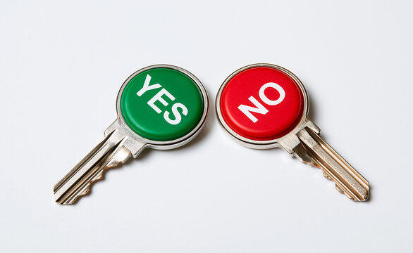 Green yes key and red no key side by side, choice