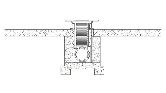 Technical Cross-Section of Industrial Drainage Gully and Sewer Pipe