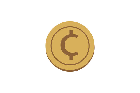 Golden Cent Coin Icon - Minimalist Flat Vector Illustration for Finance