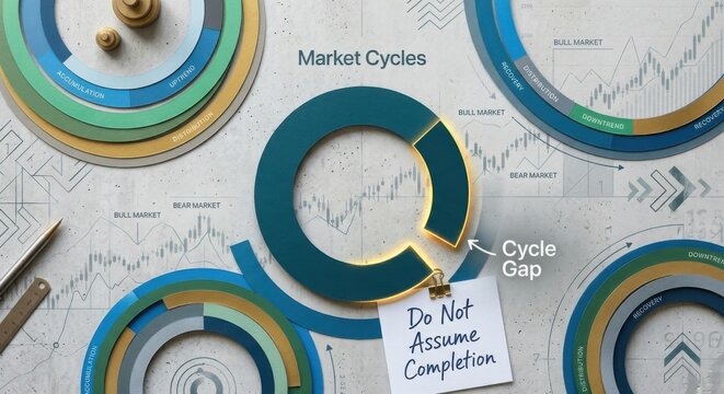 Market Cycles Analysis Ring with Cycle Gap and Note Representing Investment Strategy