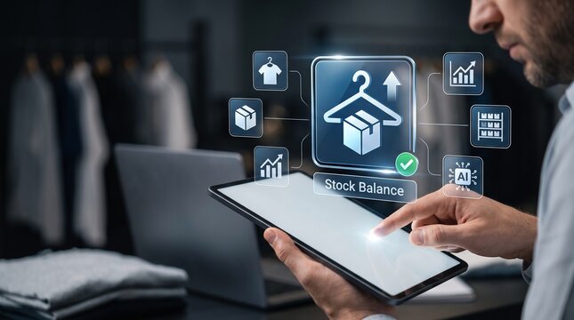 Fashion Inventory Manager Managing AI Stock Balance and Overstock Control in Modern Retail Inventory Background