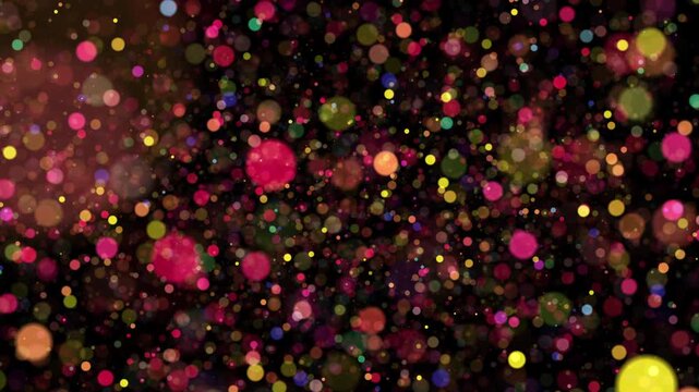 華やかでカラフルに光るポップなボケ　多めのスローフロー　ループ
