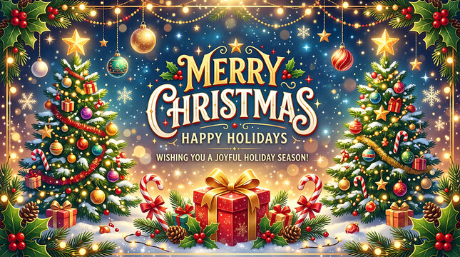 Merry christmas holiday greeting card design