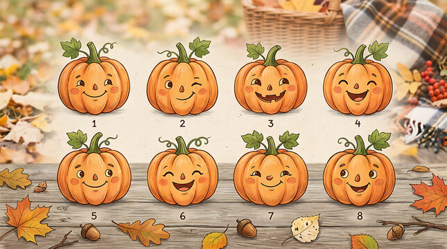 Colorful pumpkins arranged in a festive pattern