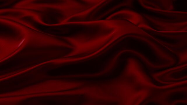 Scarlet red fabric rippling smoothly, closeup abstract silk texture with flowing waves and soft shiny folds, seamless looping motion background animation, rich elegant backdrop for cosmetics,valentin 