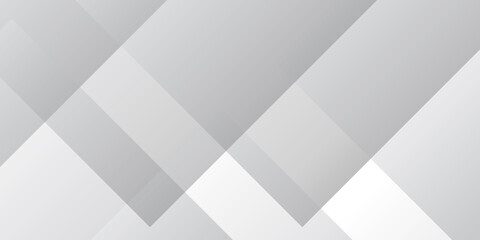 Obraz premium Abstract white and gray gradient paper triangle. geometric rectangle overlapping with technology transparent lines. minimal digital triangle web concept glossy square space layer template background. 