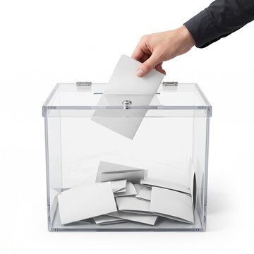 Transparent ballot box with blank voting papers Democracy / Civic Participation