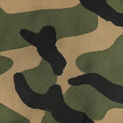 Seamless Camouflage Pattern - Green, Brown, and Black Abstract Military Design. © kasroh