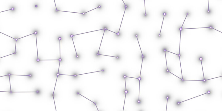 Violet Constellation Star Map Overlay, Isolated on Transparent Background. Isolated glowing constellation star map for VFX, motion graphics and cinematic compositing.