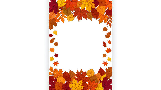 A vibrant and colorful autumn frame of falling leaves beautifully represents the spirit of thanksgiving and gratitude for the