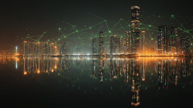 Smart digital Innovation city with connection network reciprocity over the city of future smart wireless digital city and social media networking systems that connects people with in city
