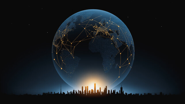 Smart digital Innovation city with connection network reciprocity over the city of future smart wireless digital city and social media networking systems that connects people with in city
