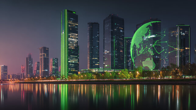 Smart digital Innovation city with connection network reciprocity over the city of future smart wireless digital city and social media networking systems that connects people with in city
